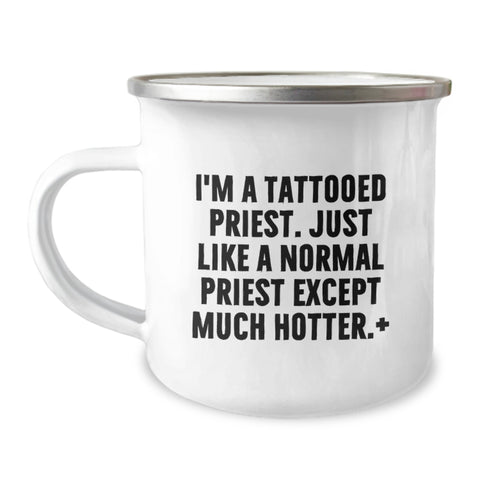 Image of Funny Priest Gifts for Men, Unique Camping Mugs for Graduation, 'I'm A Tattooed Priest...' - Image 1