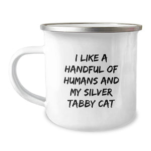 Funny Silver Tabby Cat Camping Mug Gifts from Friends for Silver Tabby Cat Lovers Graduation Unique Gifts - Image 1