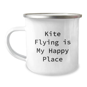 Kite Flying Gifts for Friends, Camping Mug for Graduation, 'Kite Flying Is My Happy Place' Quote, Gifts from Family, Unique Gifts for Men - Image 1