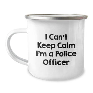 Funny Police Officer Gifts for Men - I Can't Keep Calm I'm A Police Officer Camping Mug, Perfect Graduation Unique Gifts from Friends - Image 1