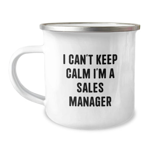 Image of Funny Sales Manager Gifts for Men, 'I Can't Keep Calm I'm A Sales Manager' Camping Mug, Unique Graduation Unique Gifts from Friends to Family - Image 1