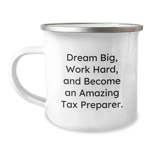 Tax Preparer Gifts for Men - Christmas Unique Inspirational Funny Mugs - Camping Mug Quote 'Dream Big, Work Hard' - Image 1