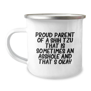 Funny Shih Tzu Dog Gifts for Birthday, Proud Parent Camping Mug from Friends - Image 1