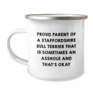 Staffordshire Bull Terrier Dog Lovers Funny Camping Mug Gifts from Friends and Family for Graduation Unique Gifts - Image 1