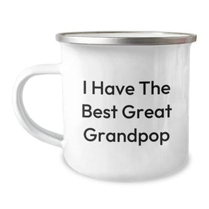Funny Grandpop Gifts for Graduation - I Have The Best Great Grandpop Camping Mug, Gifts from Family to Grandpop, 12 oz Stainless Steel with Enamel Finish - Image 1