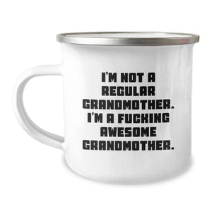 Funny Grandmother Camping Mug Gifts from Family, Unique Graduation Gifts for Grandma, 'I'm Not a Regular Grandmother. I'm a F--king Awesome Grandmother.' - Image 1