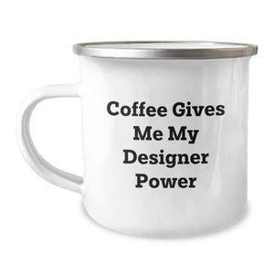 Funny Designer Gifts for Him - Coffee Gives Me My Power, Stainless Steel Camping Mug, Unique Christmas Memorable Presents for Him - Image 1
