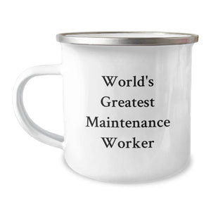 Funny Gifts from Friends for World's Greatest Maintenance Worker, Camping Mug for Graduation - Image 1