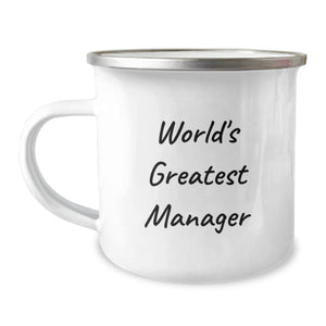 Funny World's Greatest Manager Gifts for Men, Unique Camping Mug for Graduation, Inspirational Quote from 'Manager' - Gifts from Friends, Coworkers, and Family - Image 1