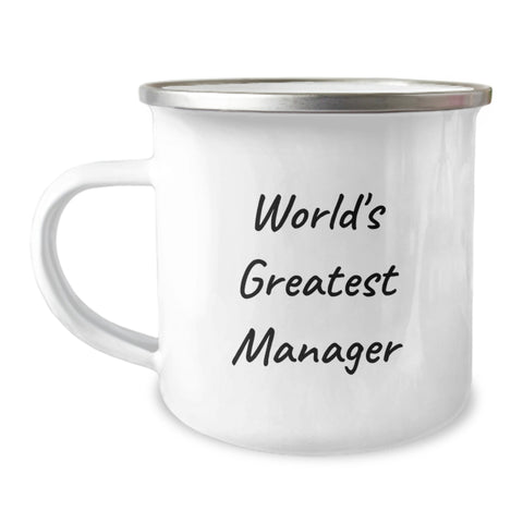 Image of Funny World's Greatest Manager Gifts for Men, Unique Camping Mug for Graduation, Inspirational Quote from 'Manager' - Gifts from Friends, Coworkers, and Family - Image 1