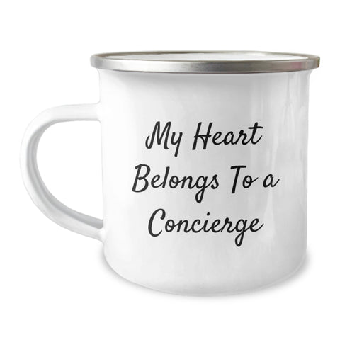Image of Funny Concierge Gifts from Friends for Birthdays, My Heart Belongs To A Concierge Camping Mug - Image 1