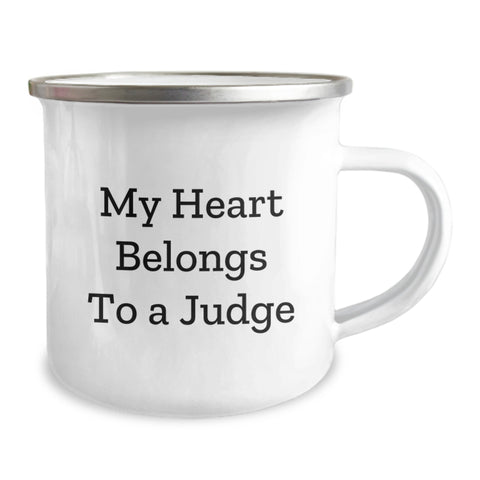 Image of Funny Judge Gifts, My Heart Belongs To A Judge, Unique Camping Mug for Birthday, Gifts from Friends to Judge, Judge Enthusiast - Image 2