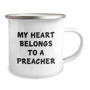 Funny Preacher Gifts from Family - My Heart Belongs To A Preacher Birthday Unique Gifts for Him Men