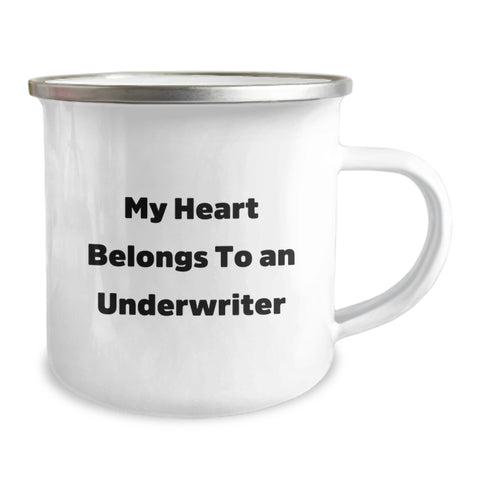 Image of Funny Underwriter Gifts from Men to Women - My Heart Belongs To An Underwriter Birthday Unique Gifts for Friends Coworkers Family Camping Mug - Image 2