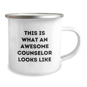 Funny Gifts from Friends for Counselor Graduation Unique Camping Mug with 'This Is What An Awesome Counselor Looks Like' Quote