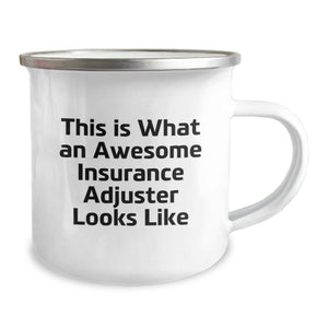 Funny Insurance Adjuster Gifts for Men Birthday Unique Camping Mug 'This Is What An Awesome Insurance Adjuster Looks Like' from Friends