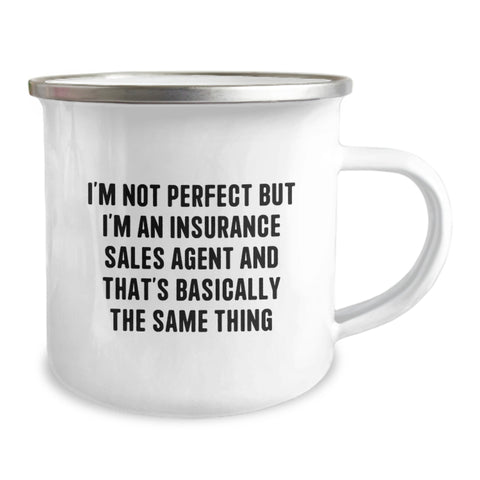 Image of Funny Insurance Sales Agent Gifts for Men and Women, Birthday Presents from Friends or Family, Camping Mug with Humorous Quote, 12 oz Stainless Steel with Enamel Finish - Image 2