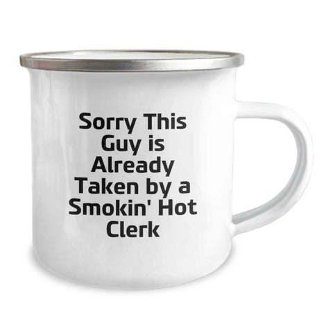 Image of Funny Clerk Gifts from Friends, Birthday Unique Gifts for Men, Smokin' Hot Clerk Camping Mug - Image 2