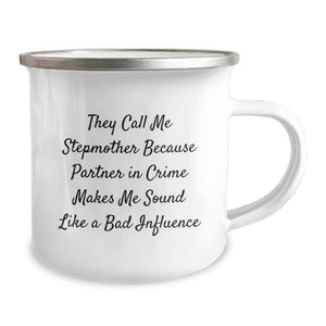 Funny Stepmother Gifts for Birthday, Unique Stepmother Partner in Crime Mugs, Camping Mugs for Women, Stepmother Love Gifts from Family