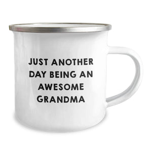 Funny Grandma Camping Mug Gifts from Family, Just Another Day Being An Awesome Grandma, Perfect for Grandma's Love of Camping