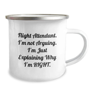 Flight Attendant Camping Mug, Funny Quote Gifts from Friends, Unique Graduation Gifts for Her, Flight Attendant Humor, Camping Mug for Men and Women