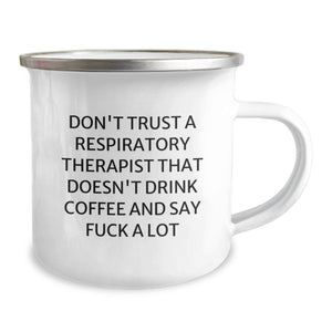 Funny Coffee Lover Gifts for Respiratory Therapist Friends, Camping Mugs for Christmas Unique Presents from Men to Women Coworkers