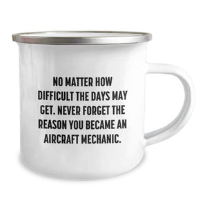 Funny Inspirational Gifts for Aircraft Mechanic Men Camping Mug - Christmas Unique Items from Friends - Never Forget Reason