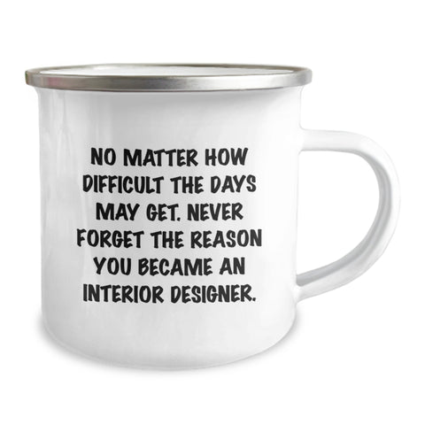 Image of Funny Inspirational Quote Gifts from Men to Interior Designer Friends on Mother's Day Camping Mug - No Matter How Difficult The Days May Get, Never Forget The Reason You Became An Interior Designer. - Image 2