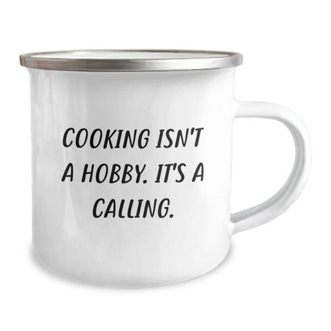 Image of Funny Inspirational Cooking Gifts for Mom from Family - Unique Mother's Day Camping Mug, 'Cooking Isn't A Hobby. It's A Calling.' - Image 2