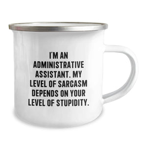 Funny Administrative Assistant Humor Gifts from Friends for Coworkers - I'm an Admin, Sarcasm Level Dependent Christmas Mug