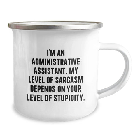 Image of Funny Administrative Assistant Humor Gifts from Friends for Coworkers - I'm an Admin, Sarcasm Level Dependent Christmas Mug - Image 2