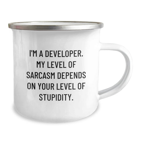 Image of Funny Developer Gifts from Friends, Christmas Unique Gifts for Men, Camping Mug with Sarcasm Quote - Image 2