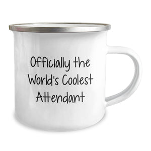 Funny Attendant Gifts from Friends, Valentine's Unique Mugs for Men and Women, Camping Mug with 'Officially The World's Coolest Attendant' Quote