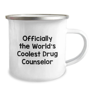 Funny Drug Counselor Gifts from Friends, Unique Camping Mug 'Officially The World's Coolest Drug Counselor', Perfect for Christmas Unique Gifts