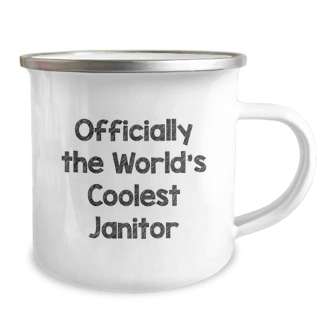 Image of Funny Janitor Gifts for Men, 'The World's Coolest Janitor' Stainless Steel Camping Mug, Christmas Unique Gifts from Friends to Family - Image 2