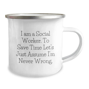 Funny Social Worker Gifts - I Am A Social Worker Camping Mug, Unique Mother's Day Unique Gifts for Social Worker Friends, Stainless Steel 12 oz Mugs
