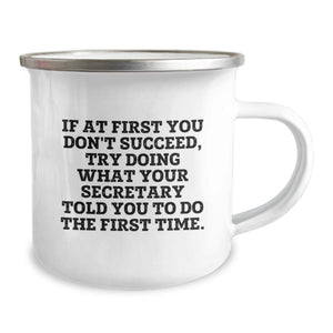 Gifts from Family for Secretary - Funny Camping Mug with Inspirational Quote - Secretary Gifts for Mother's Day