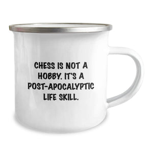 Funny Chess Gifts, Post-apocalyptic Life Skill Camping Mug for Birthday Unique Gifts, Gifts from Friends, for Chess Enthusiasts, Stainless Steel, 12 oz