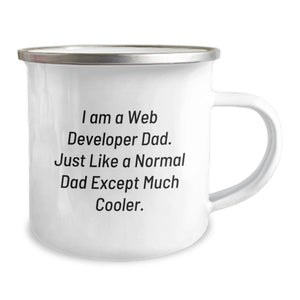 Funny Web Developer Birthday Unique Gifts from Dad, Web Developer Dad Camping Mug, Unique Camping Mug for Web Developer Dad