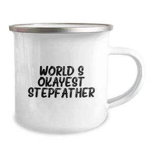 Funny Stepfather Gifts, World's Okayest Stepfather Camping Mug, Birthday Unique Gifts from Family