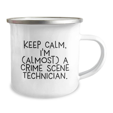 Image of Funny Crime Scene Technician Gifts, 'Keep Calm, I'm (almost) A Crime Scene Technician.' Camping Mug for Birthday, Gifts from Friends for Crime Scene Technician - Image 2