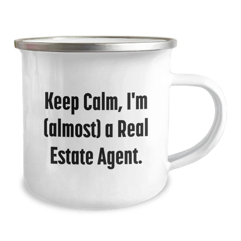 Image of Funny Real Estate Agent Gifts, Keep Calm Almost A Real Estate Agent Camping Mug, Birthday Unique Gifts from Friends to Family - Image 2