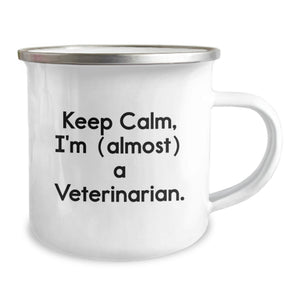 Funny Veterinarian Gifts from Friends and Family, Keep Calm I'm Almost A Veterinarian Unique Camping Mug for Graduation