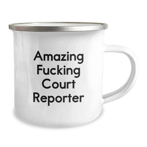 Image of Funny Court Reporter Graduation Unique Gifts from Friends for Court Reporters, Camping Mug with Amazing F--king Court Reporter Quote, Stainless Steel with Enamel Finish - Image 2