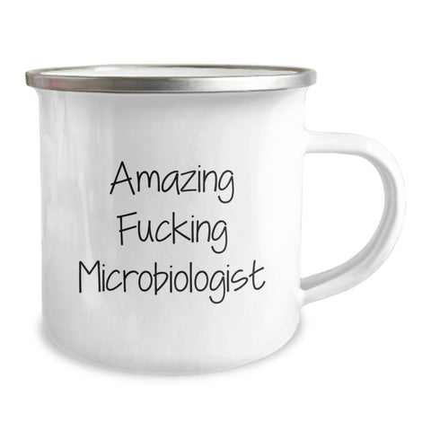 Image of Funny Microbiologist Gifts, Gifts for Microbiologists from Friends and Family, 'Amazing F--king Microbiologist' Camping Mug - Image 2