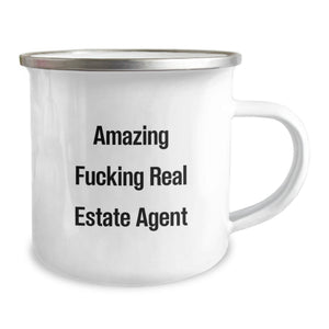 Funny Real Estate Agent Gifts from Friends, Graduation Unique Gifts for Real Estate Agent Men, Amazing F--king Real Estate Agent Camping Mug