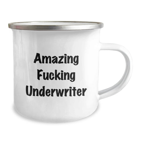 Image of Funny Underwriter Gifts for Graduation Unique Underwriter Camping Mug, Gifts from Friends to Underwriter, 'Amazing F--king Underwriter' Quote, Underwriter Lover Gifts - Image 2