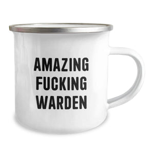 Funny Warden Gifts for Men, Funny Camping Mug, Funny Graduation Unique Gifts, Gifts from Friends, 'Amazing F--king Warden' Printed Mug, Stainless Steel