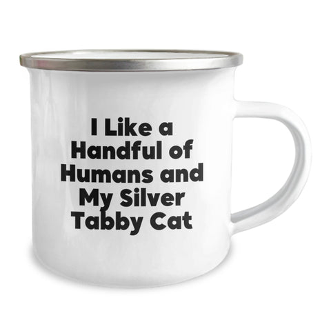 Image of Funny Silver Tabby Cat Gifts for Men, Unique Camping Mug from Friends for Silver Tabby Cat Lovers on Graduation Day - Image 2