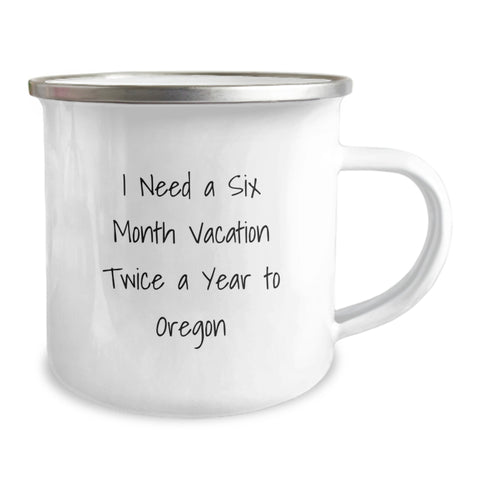 Image of Funny Oregon Gifts for Oregon Lovers, 'I Need A Six Month Vacation' Camping Mug, Unique Graduation Gifts for Men from Family - Image 2